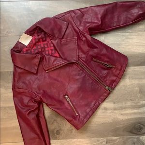 Maroon Leather-Like Jacket